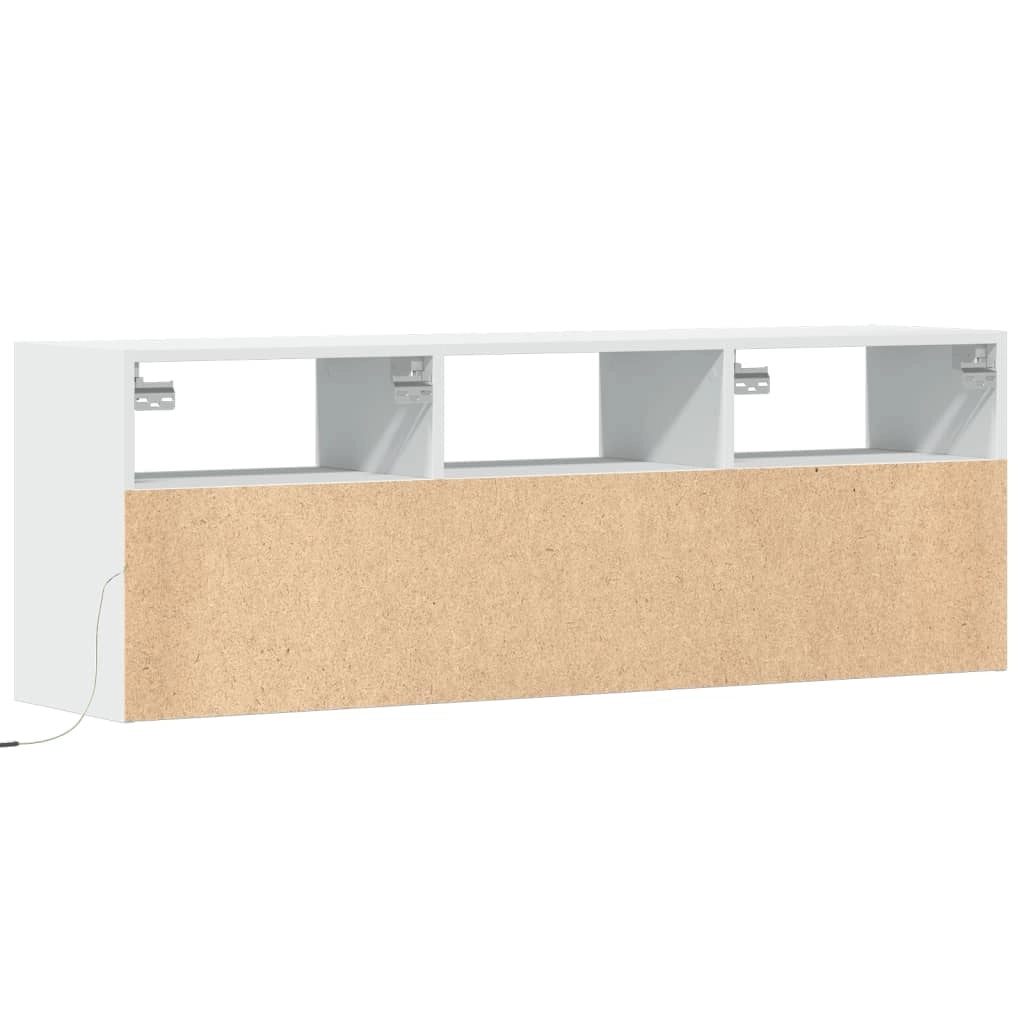 Mobile TV multimediale scaffale TV credenza mobile TV sala da pranzo soggiorno camera da letto mobile da parete con luci LED 130 x 31 x 45 cm bianco 02_0027856