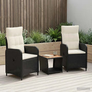Set Lounge da Giardino 3 pz Nero e Bianco Crema 3422349