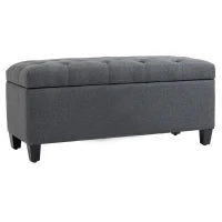 Panca Imbottita con Vano Portaoggetti e Poggiapiedi per Salotto, Camera da Letto, Ingresso, 100 x 40 x 44 cm, Grigio Scuro