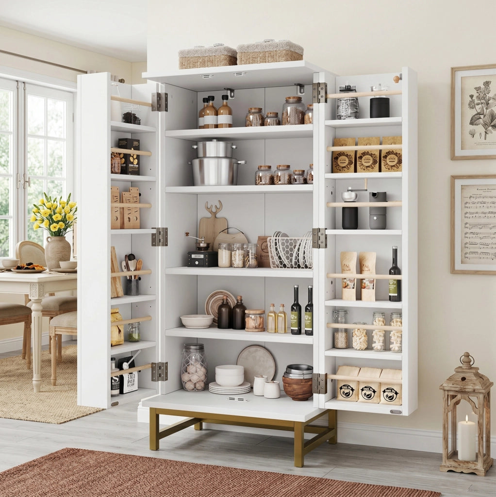 Credenza 60x40x130 cm con ripiani regolabili in pannello di particelle bianco