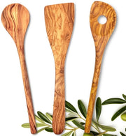 Set di 3 Utensili da Cucina in Legno di Nocciolo "Carthage" | 30 cm | Spatola, Cucchiaio in Legno e Cucchiaio per Risotto | Utensili da Cucina | Set di Cucchiai in Legno | Igiene, Resistenza al Calore & Durata