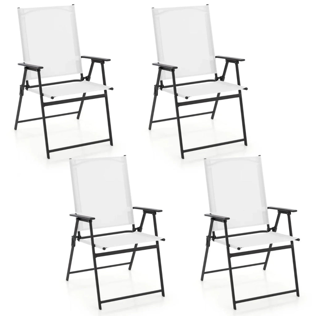 Set di 4 sedie da giardino pieghevoli 62 x 58 x 96 cm comode ed ergonomiche stile contemporaneo metallo bianco 20_0012583