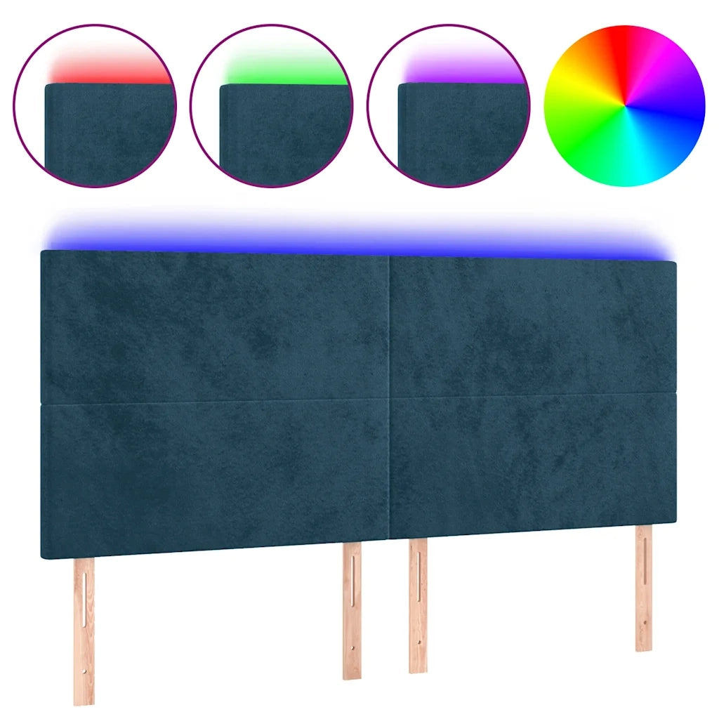 Testiera a LED Blu Scuro 180x5x118/128 cm in Velluto 3122208