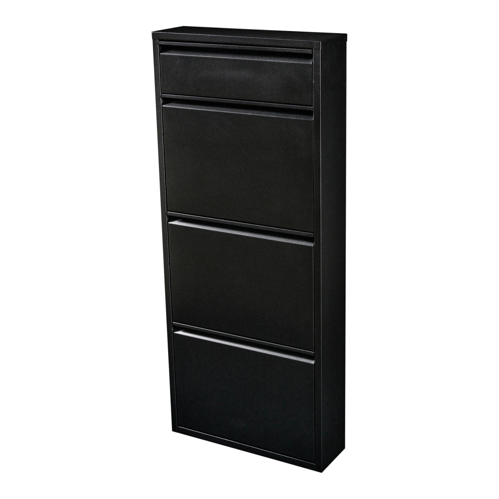 Scarpiera Sokndal con 3+1 Contenitori Ribaltabili Portascarpe in Metallo - Nero [en.casa]