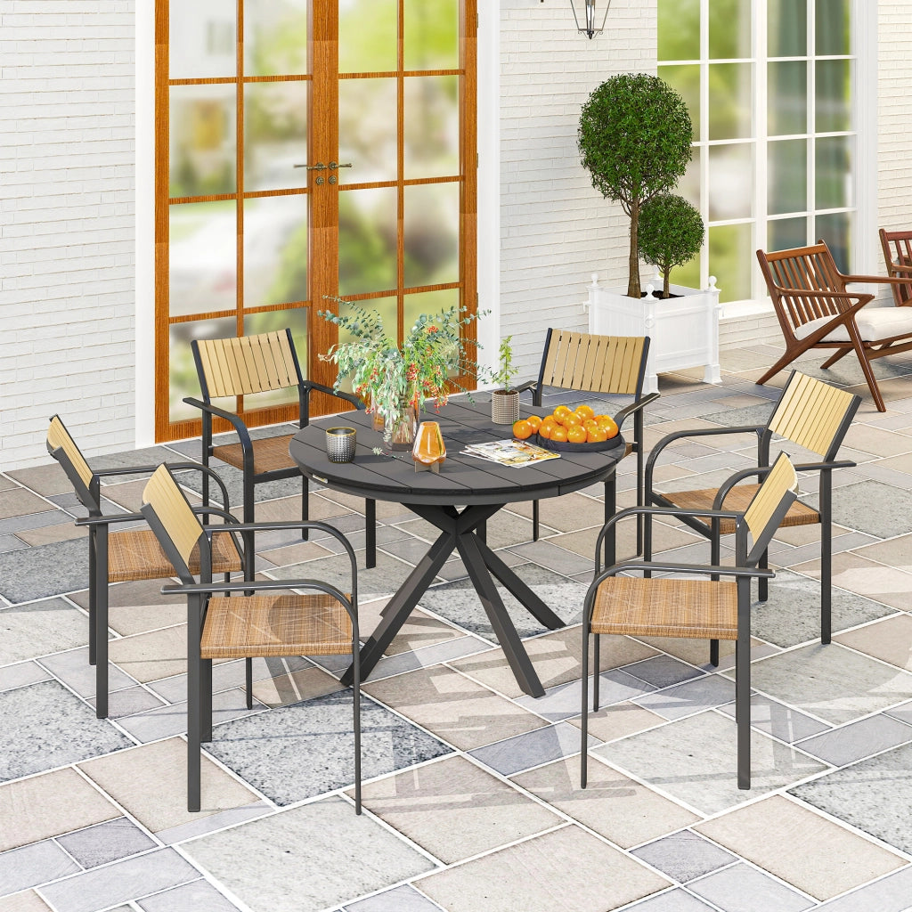 Tavolo da pranzo da giardino rotondo ¨C zephmum ¨C alluminio nero ?118 cm