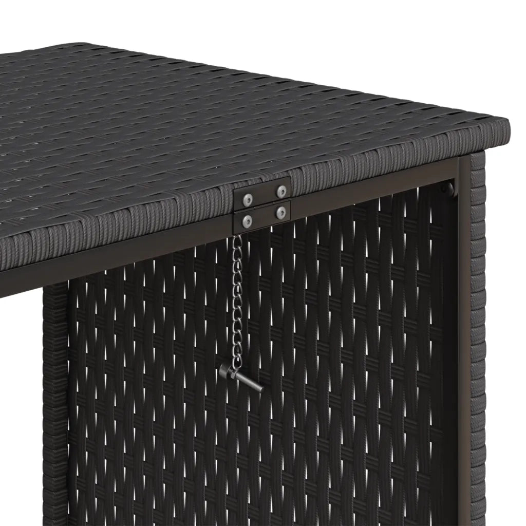 Divano da Giardino con Tavolo e Cuscini a L Nero in Polyrattan 362347