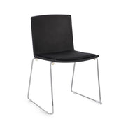 Set di 4 Sedie Impilabili con Seduta Imbottita e Gambe in Acciaio - AMARA