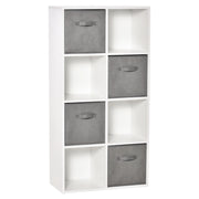 Libreria Modulare 8 Cubi con 4 Cassetti ¨C Zephmum ¨C Bianco e Grigio 61.5x30x121.6 cm