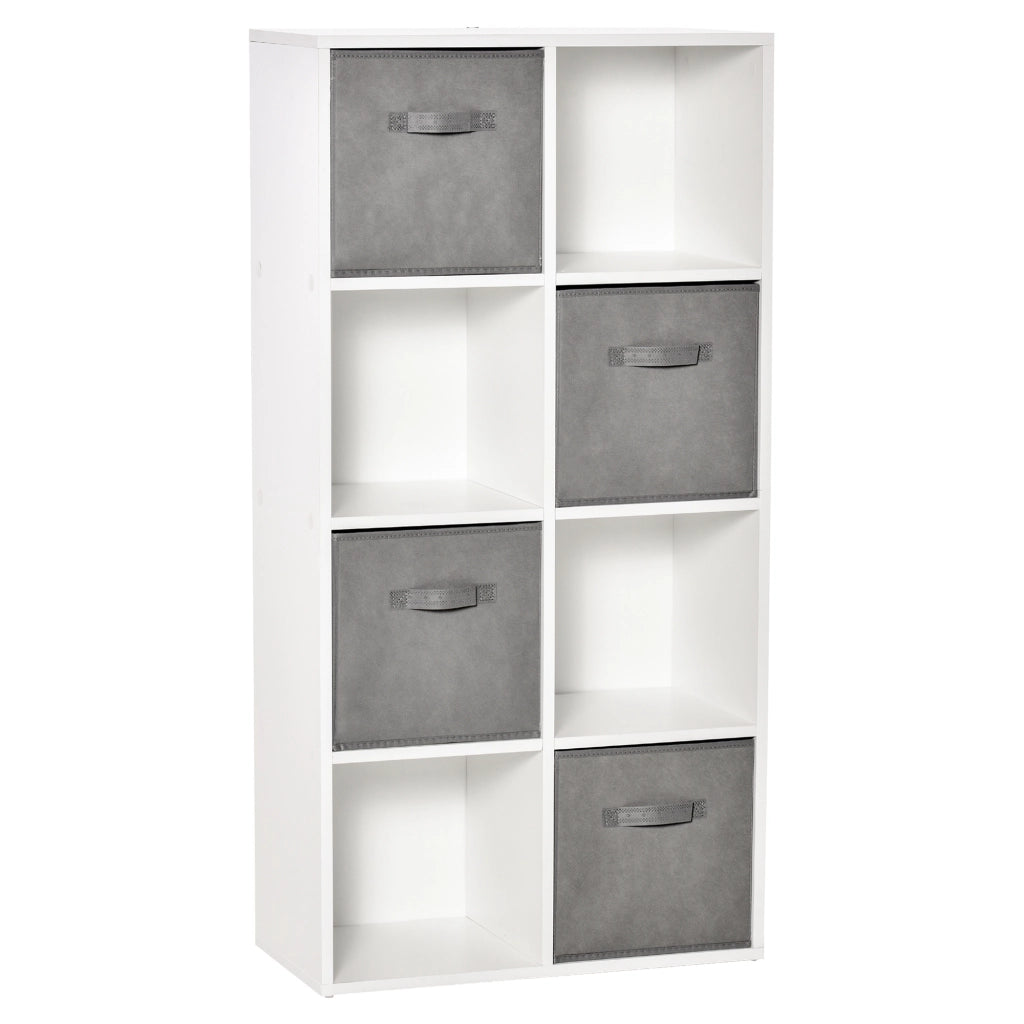 Libreria Modulare 8 Cubi con 4 Cassetti ¨C Zephmum ¨C Bianco e Grigio 61.5x30x121.6 cm