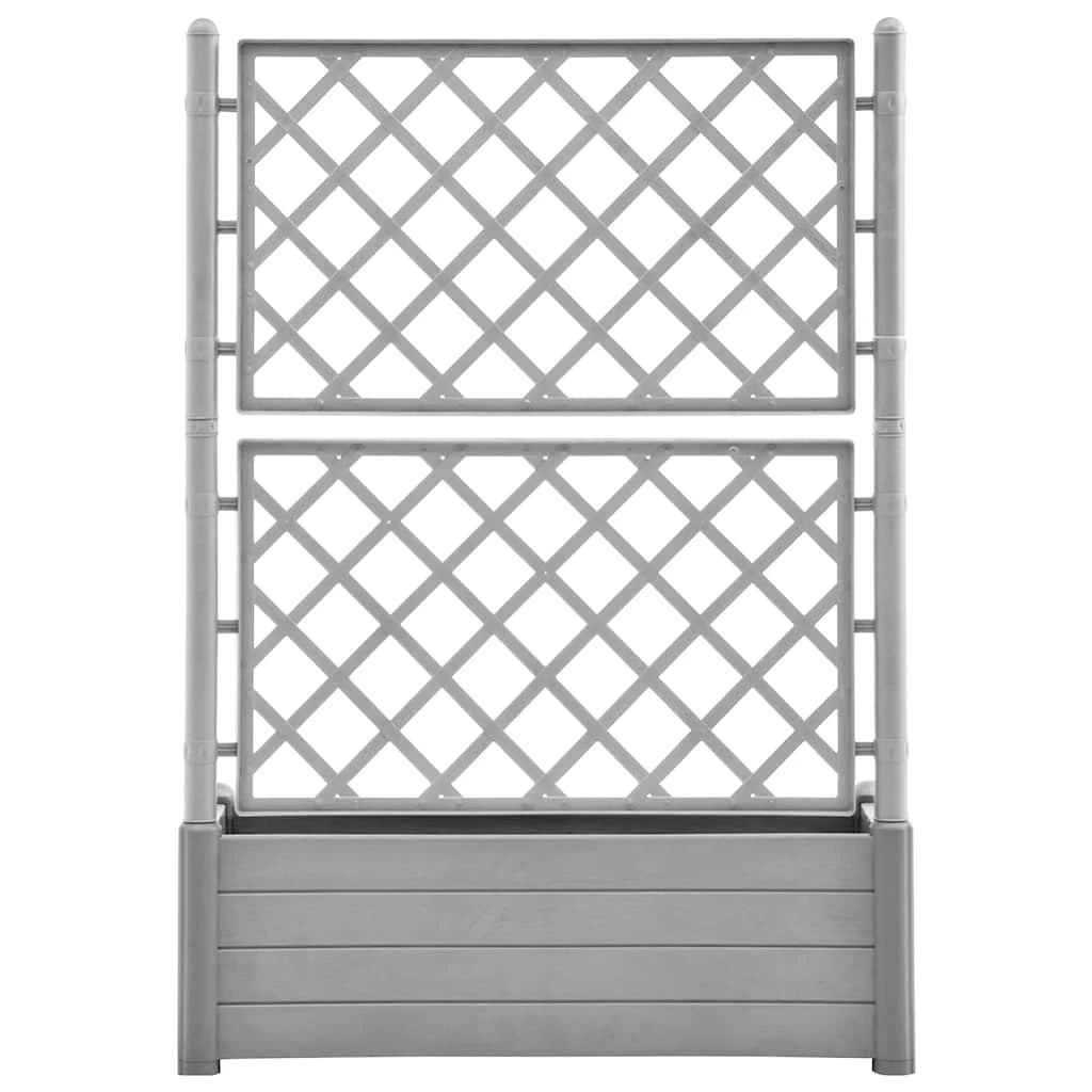 Fioriera rialzata per piante fiori e patio con traliccio 100 x 43 x 142 cm PP grigio pietra 02_0038221