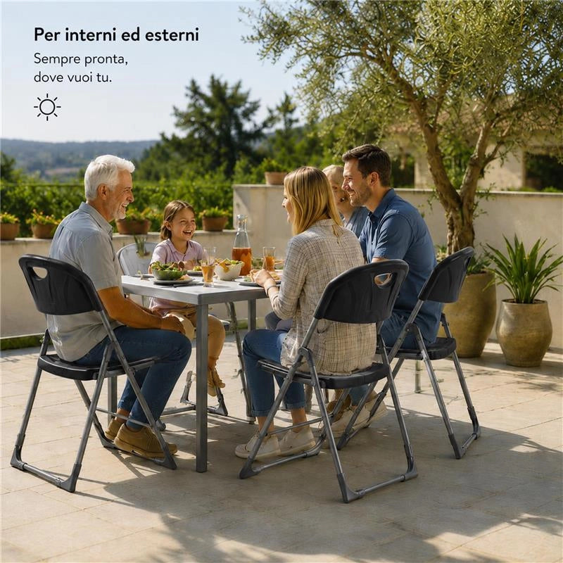 MAURY'S SET 4 SEDIE PIEGHEVOLI IN POLIPROPILENE COLORE NERO - 83X48X41 CM