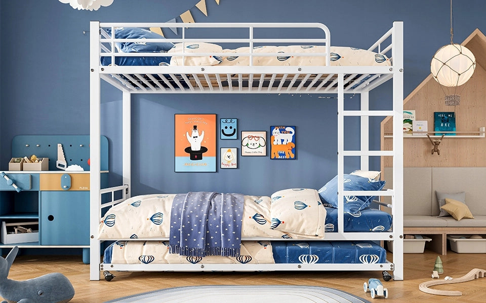 Letto a castello con letto estraibile - Xylo - 90x200&90x190, bianco