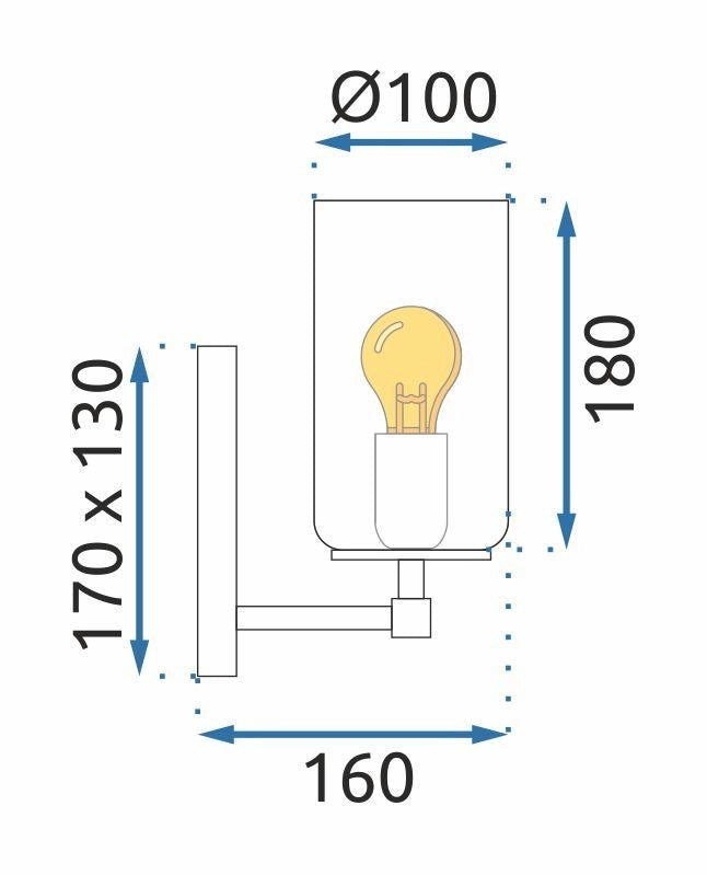 Lampada Da Parete APP1222-1W Black
