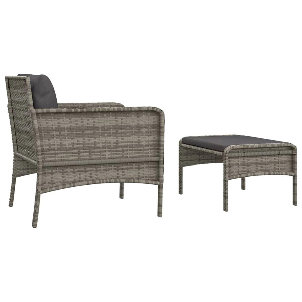 Set di mobili da giardino mobili da esterno set da 2 pezzi con cuscini in vimini di resina grigia 02_0015894