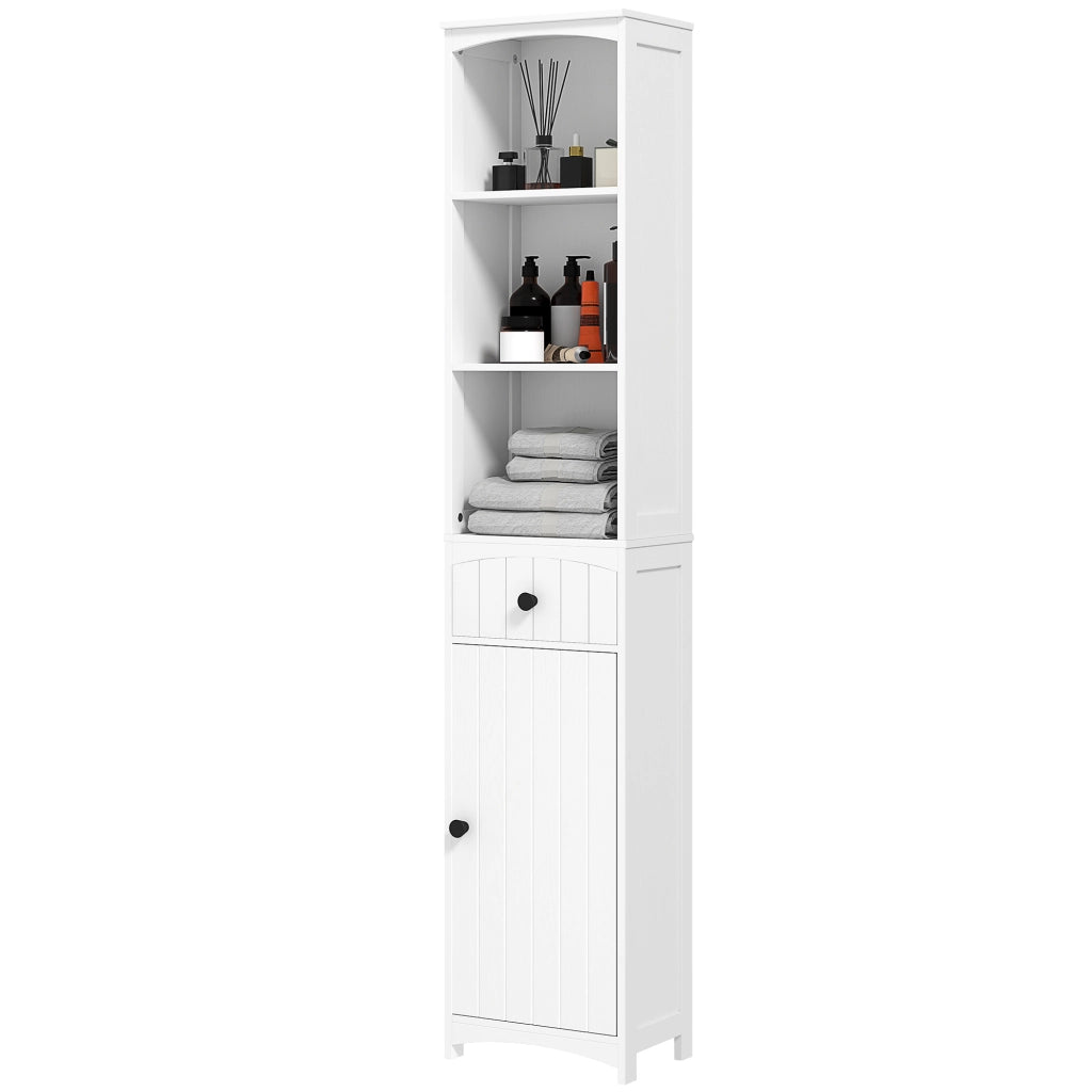 Armadietto da Bagno con 3 Ripiani e 1 Cassetto ¨C zephmum ¨C MDF Bianco 60x30x