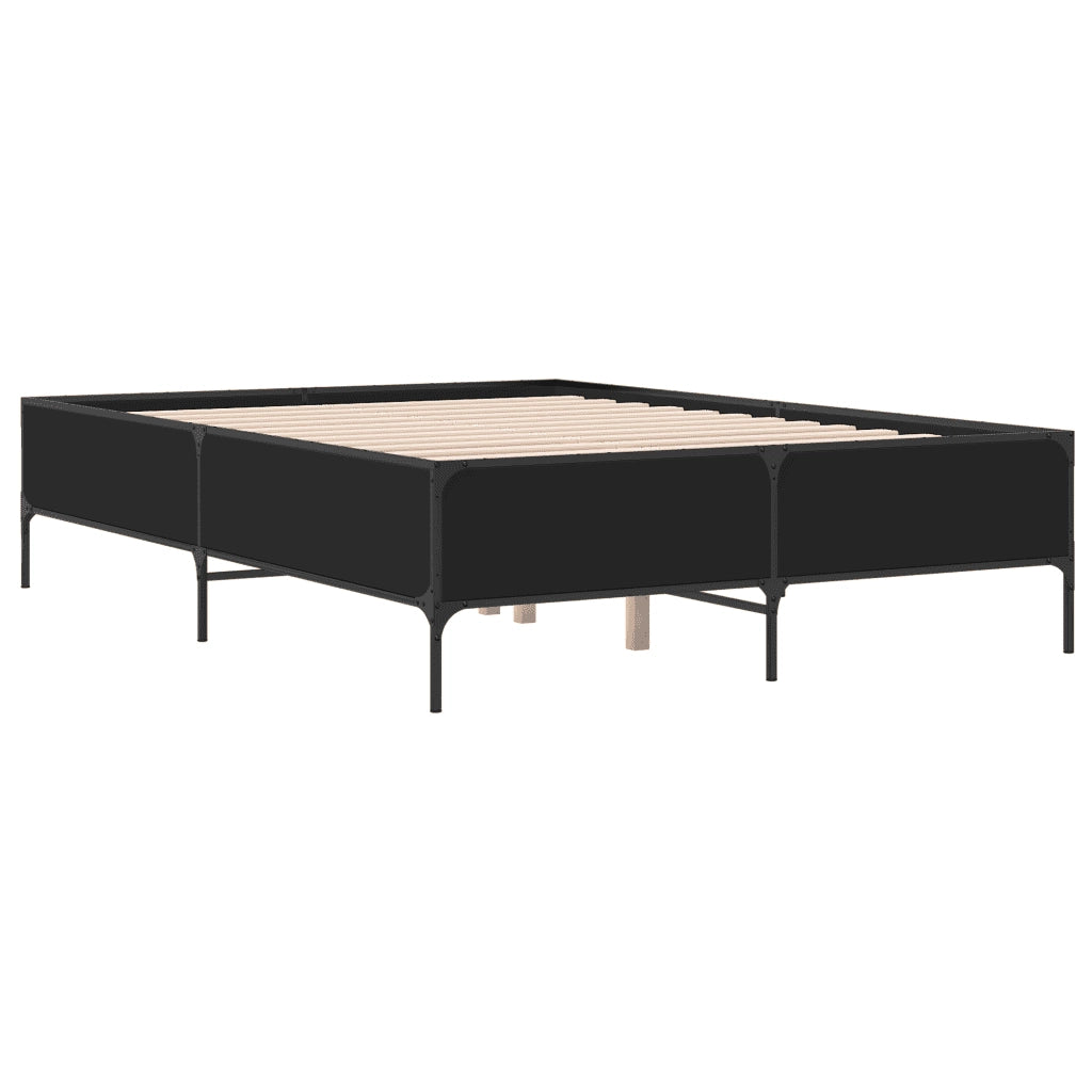 Giroletto-Struttura Letto Nero 140x190 cm in Legno Multistrato e Metallo 820334