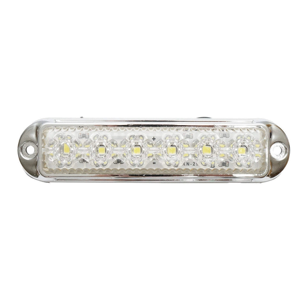 Lampada laterale LED, 12V-24V, bianca, 155x37 mm, con cornice cromata, Breckner Germany