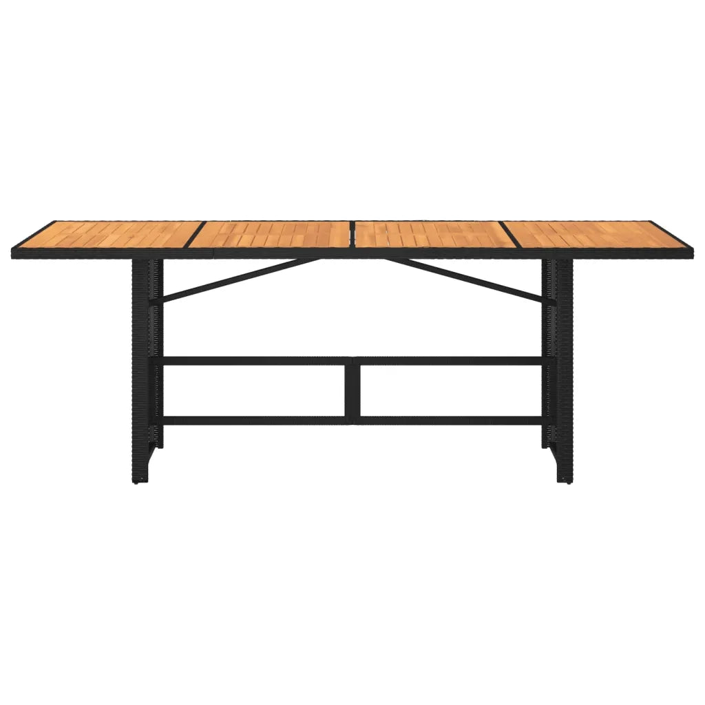 Tavolo Giardino Piano Legno Acacia Nero 190x80x74cm Polyrattan