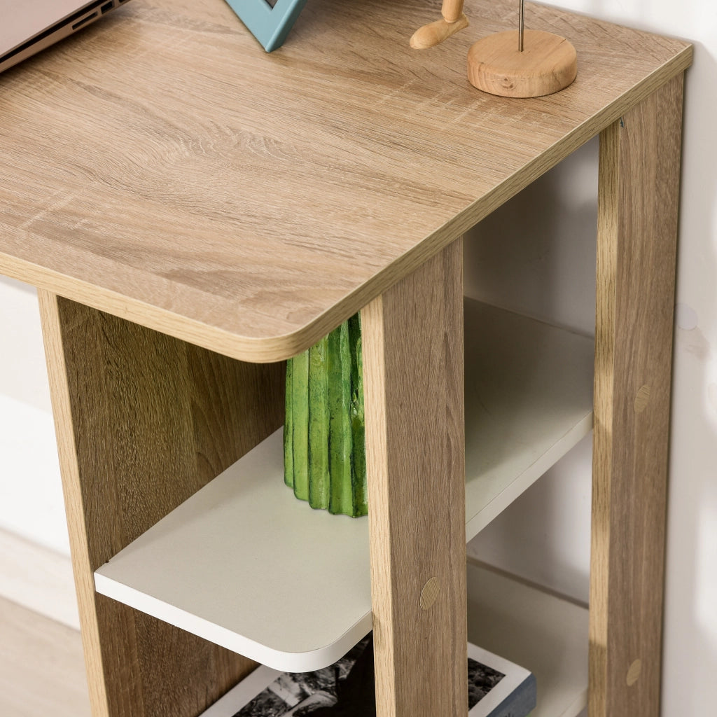 Scrivania per Computer con 3 Ripiani ¨C Xylo ¨C Legno Rovere Chiaro Bianco 100x44x74 cm