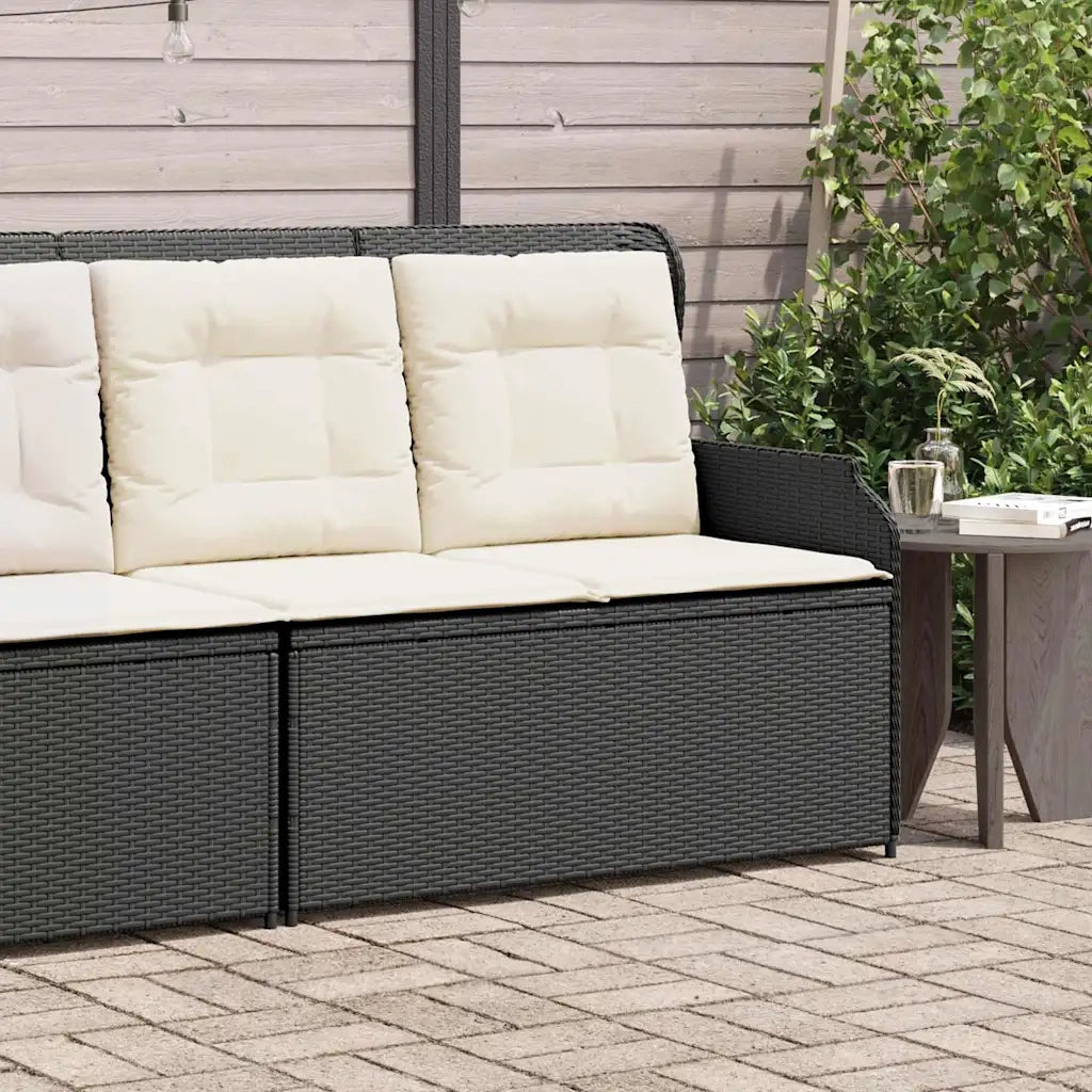 vidaXL Panca Reclinabile da Giardino con Cuscini Nera in Polyrattan