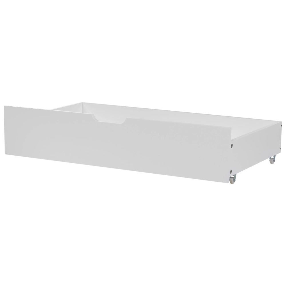 Set di 2 cassetti letto contenitore sottoletto in legno massello bianco con ruote