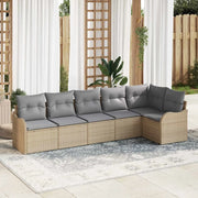 Set Divano da Giardino 6 pcs Beige polyrattan