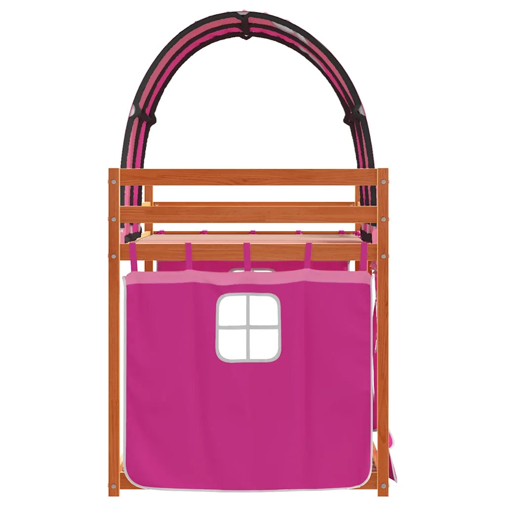 Letto a Castello senza Materasso Rosa 80x200 cm Legno di Pino