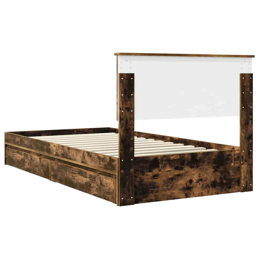Letto con Contenitore con testiera Rovere fumé 100 x 200 cm