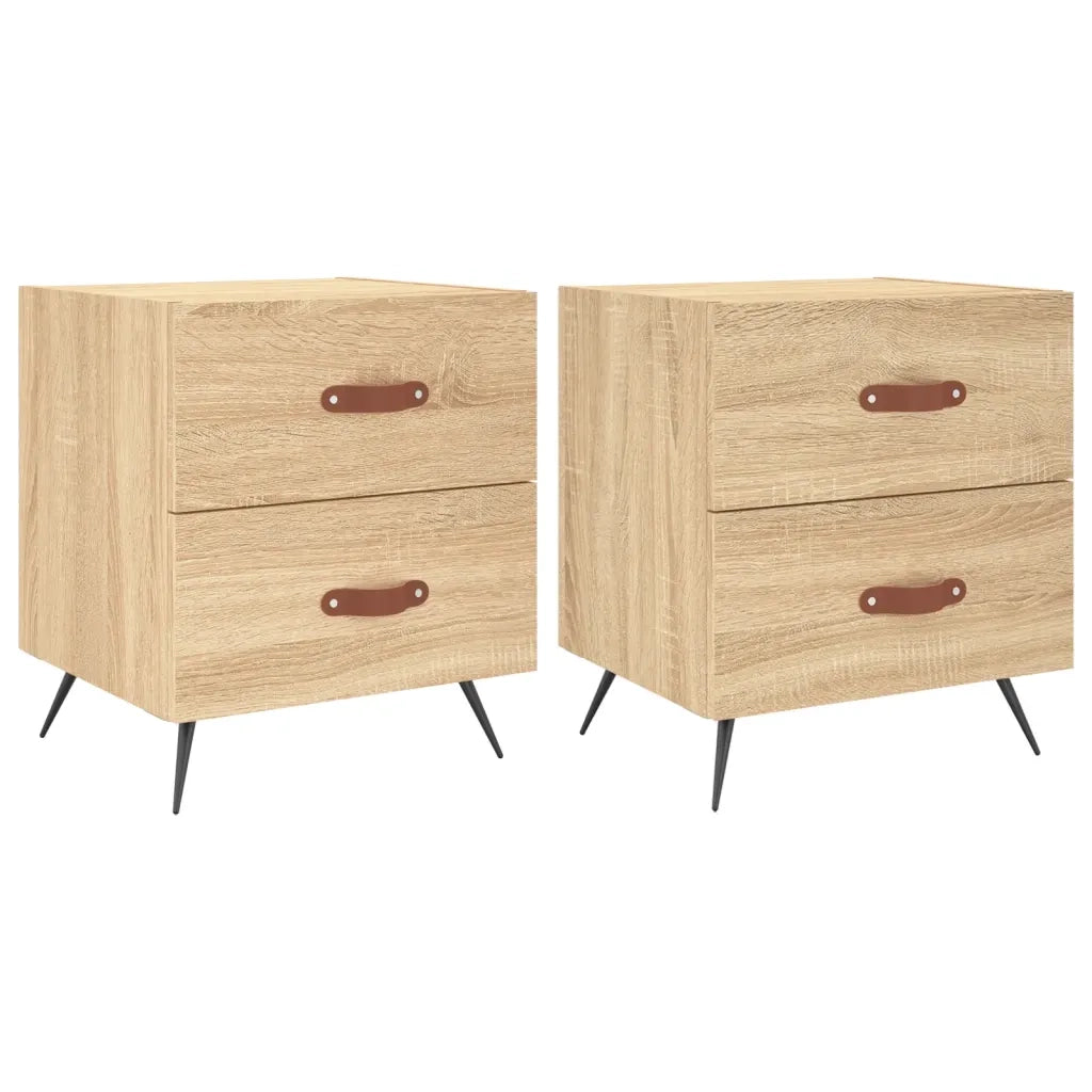 Comodini 2 pz Rovere Sonoma 40x35x47,5 cm in Legno Multistrato
