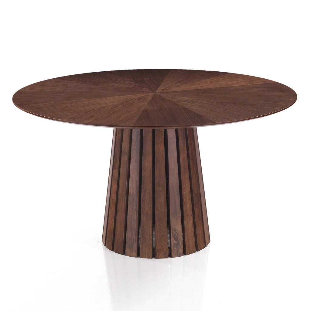Tavolo rotondo MALTA WALNUT in MDF noce e gambe nere
