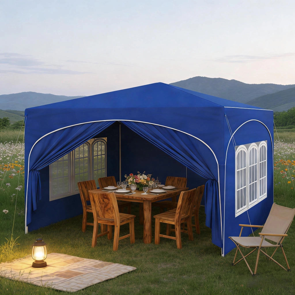 GAZEBO DA GIARDINO 3x3 m Blu in tessuto Oxford e ferro