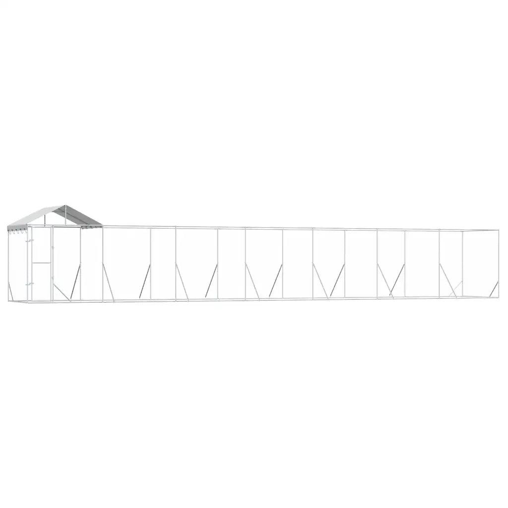 Cuccia Cani da Esterno Tetto Argento 14x2x2,5 m Acciaio Zincatocod mxl 93810