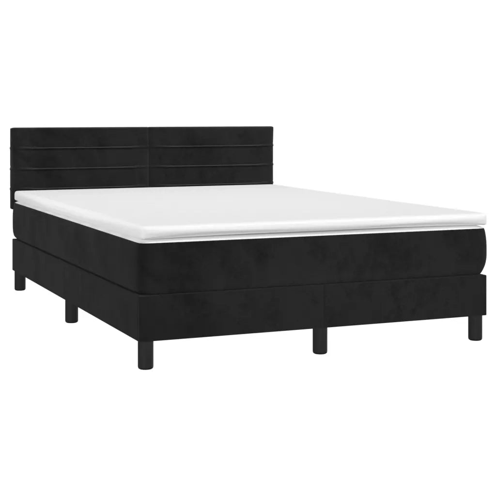 Letto a Molle con Materasso e LED Nero 140x200 cm in Velluto 3134467