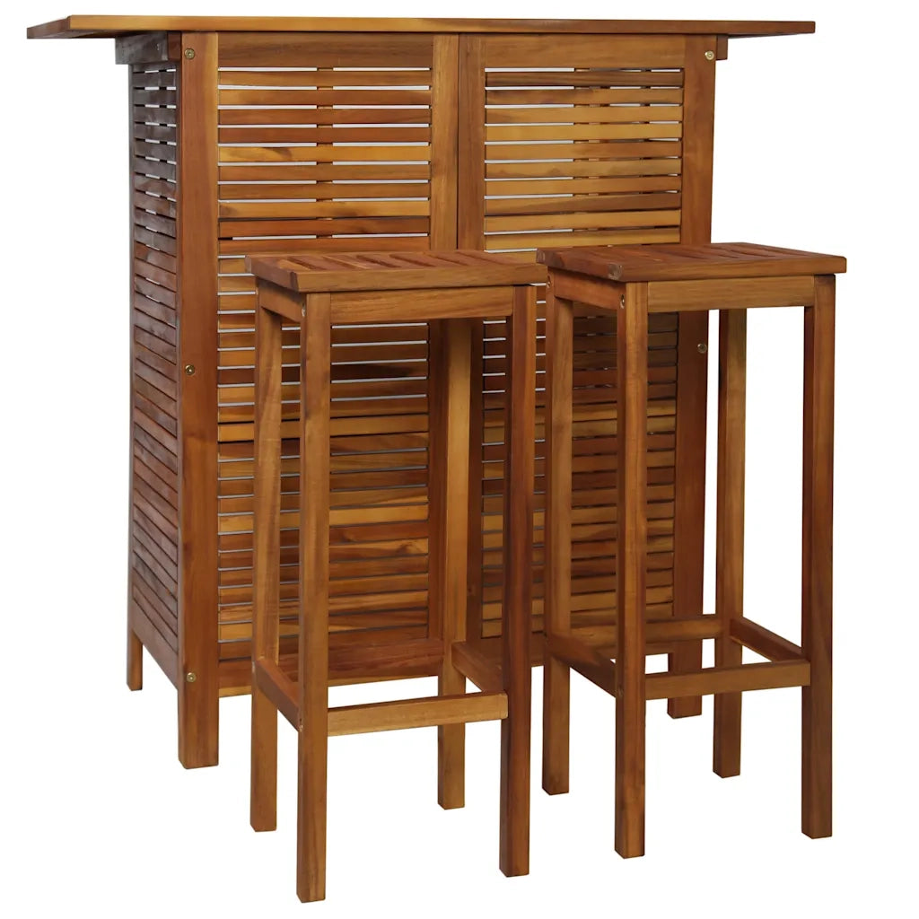 Set Tavolo e Sedia da Bar 3 pz in Legno Massello di Acacia 44008