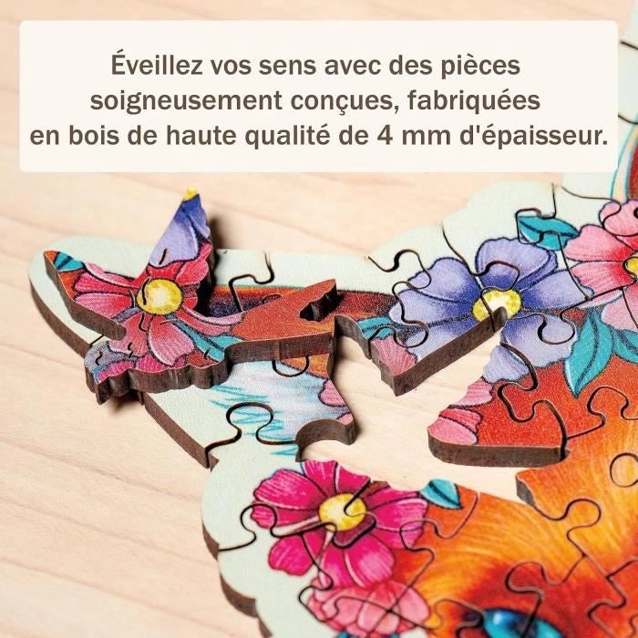 Puzzle in legno - Forma - 150 pz - Volpe colorata