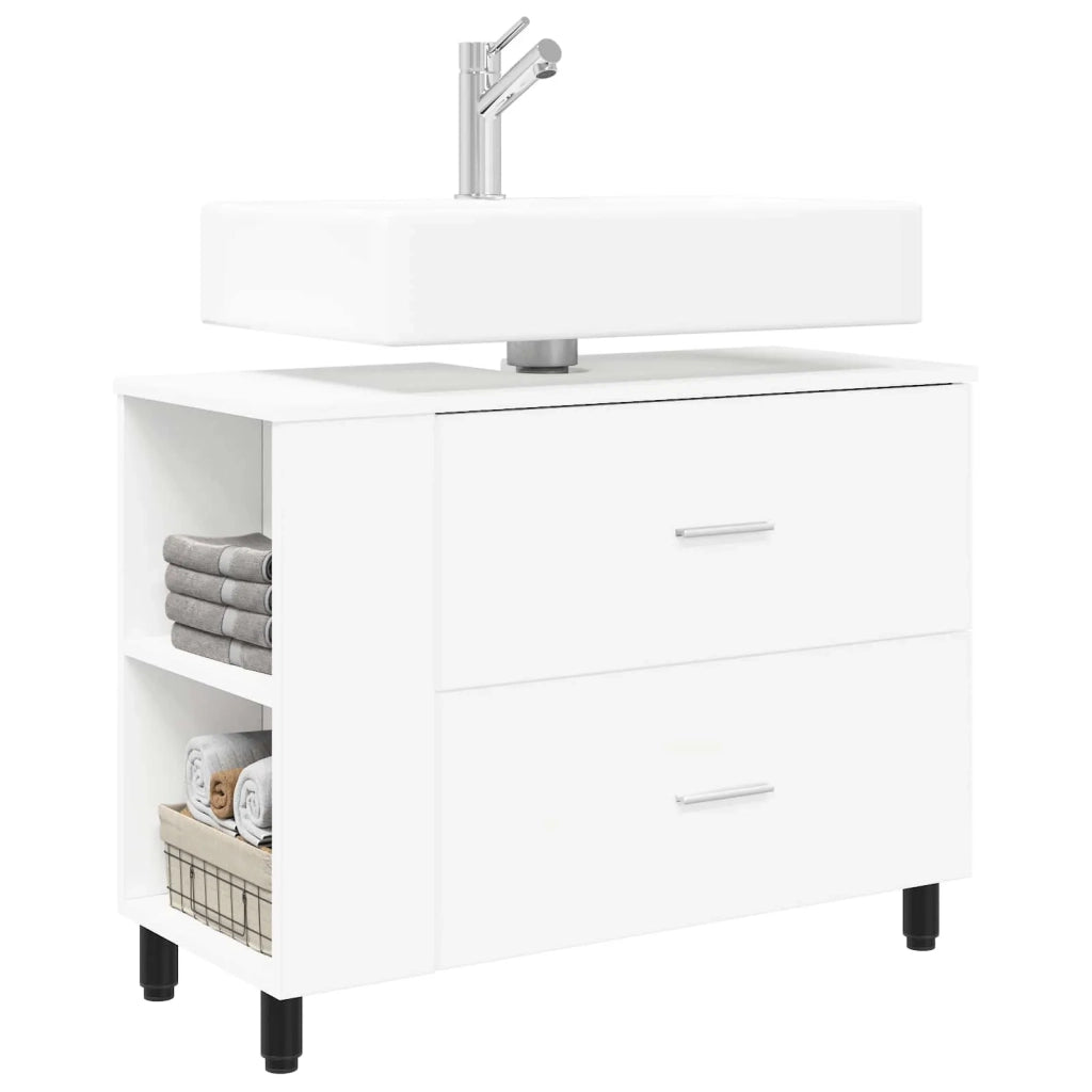 Mobiletto da bagno Bianco 80 x 35 x 60 cm Legno ingegnerizzato