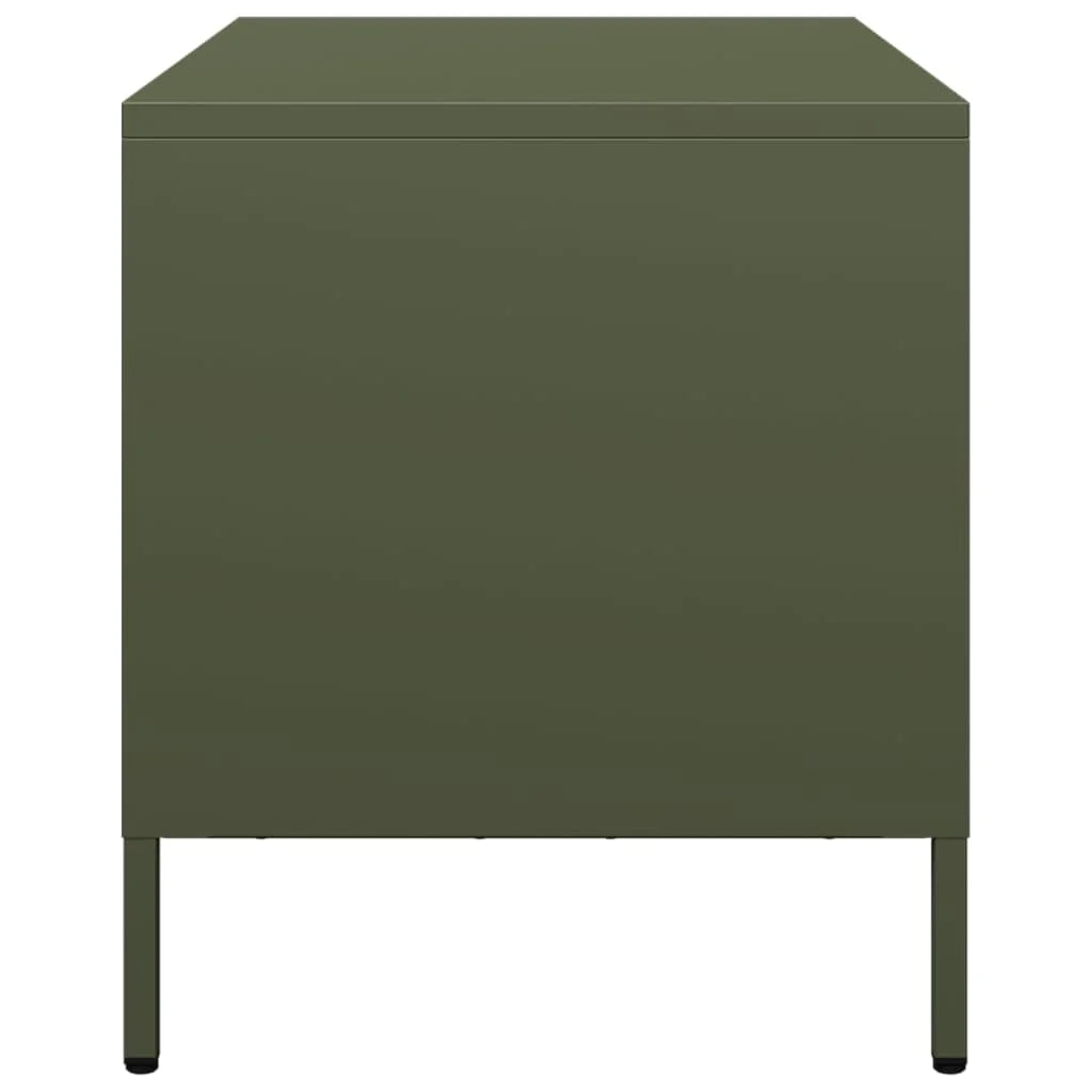 Mobile TV multimediale mensola TV credenza TV sala da pranzo soggiorno camera da letto verde oliva 68 x 39 x 43,5 cm acciaio laminato a freddo verde 02_0028266
