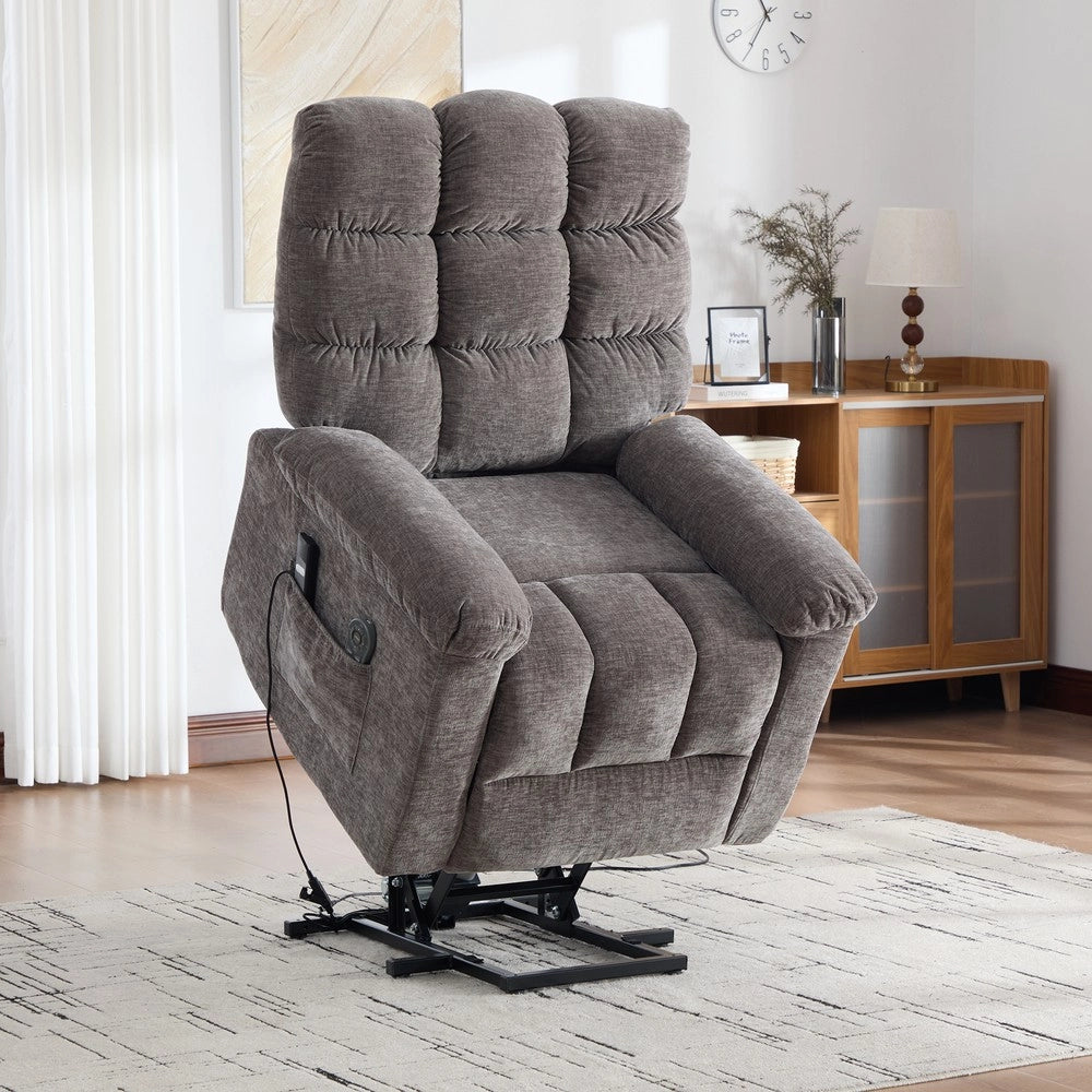 Poltrona Relax Elettrica Alzapersona Massaggiante con Poggiapiedi ¨C MINIMAL ¨C Grigio
