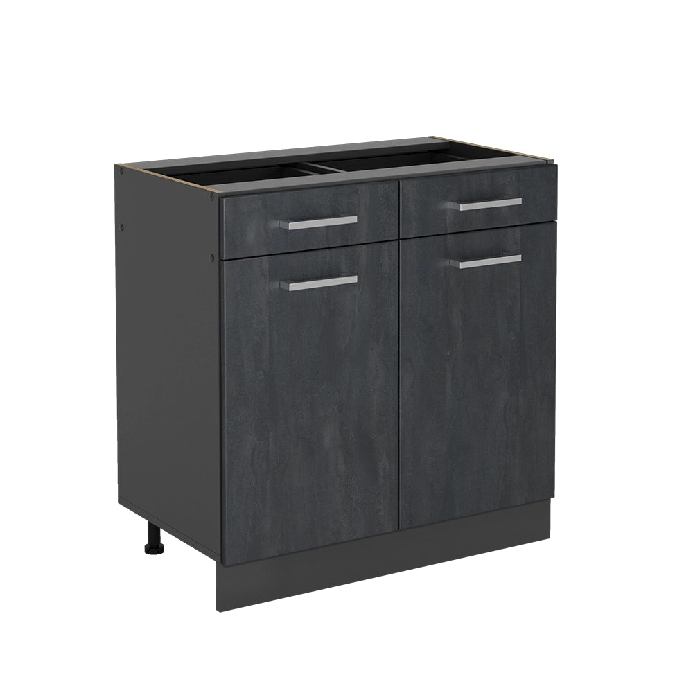 Vicco Mobiletto base per cucina Calcestruzzo nero 80 cm senza piano di lavoro