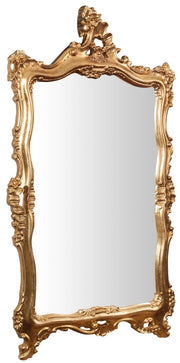 Biscottini Specchiera da parete in legno finitura foglia oro anticato L66xPR7xH118 cm Made in Italy