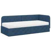 Letto singolo | Letto per adulti | Cornice del letto ad angolo Blu 80 x 200 cm Tessuto