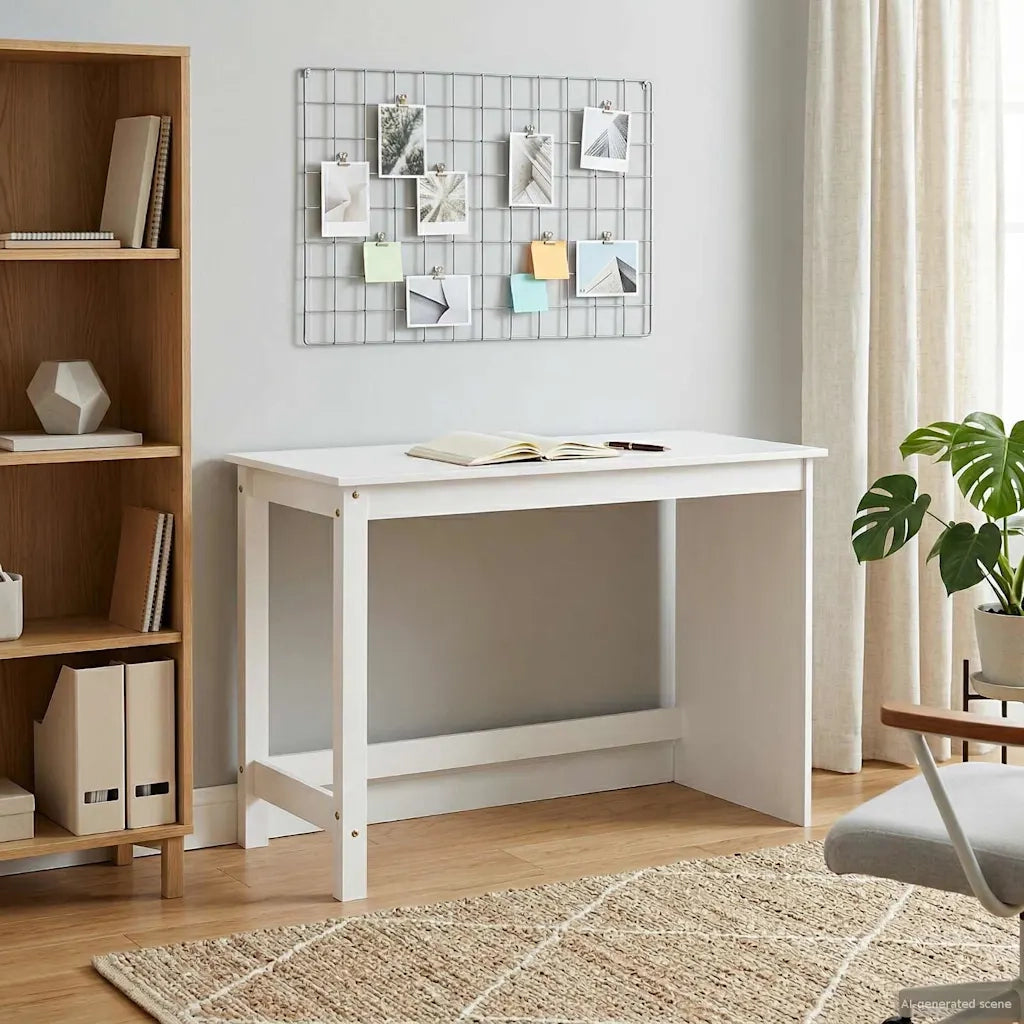 Scrivania Bianco 112 x 50 x 75 cm Legno di Pino Massello 42028373