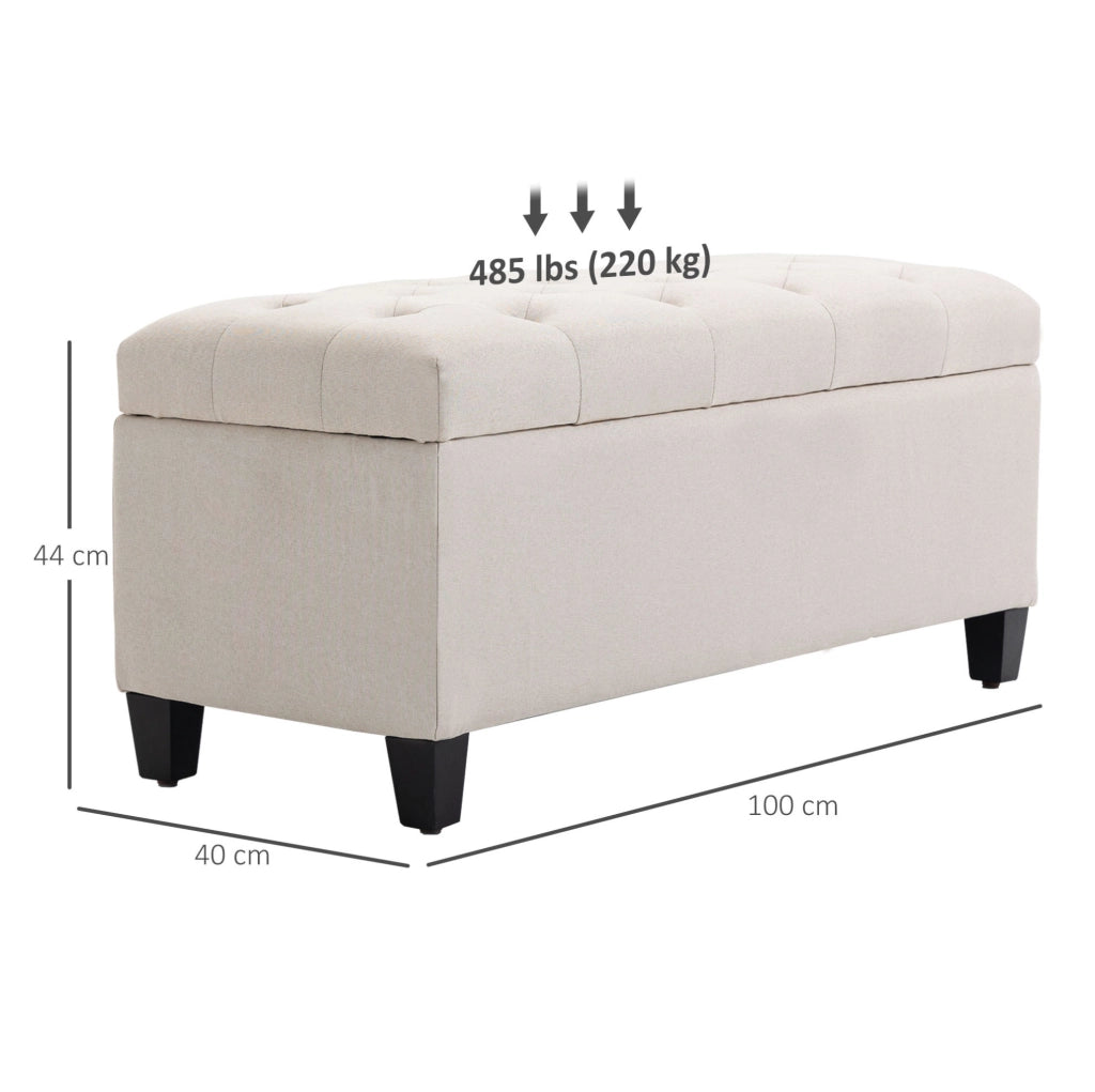Panca contenitore imbottita crema 100 x 40 x 44 cm