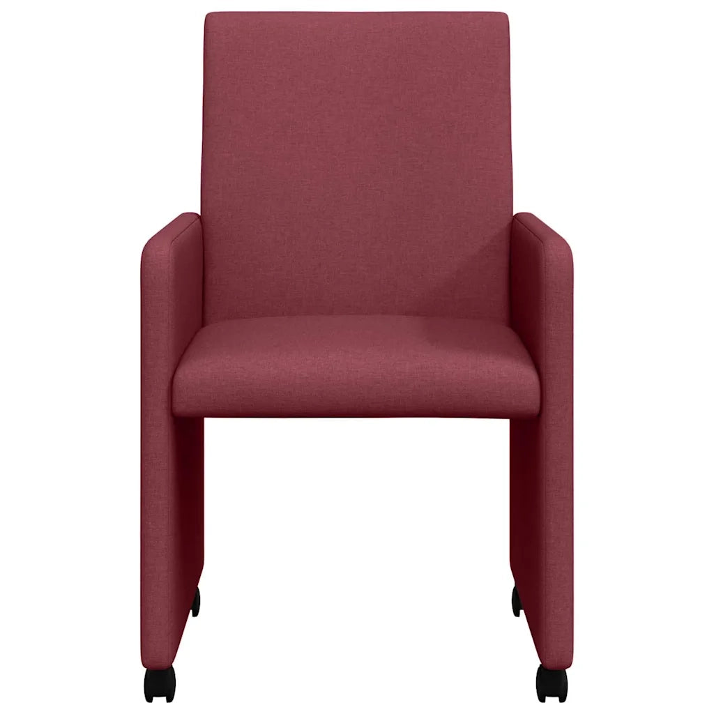 Sedie da Pranzo con Ruote 2 pcs Rosso vino 57 x 66 x 94 cm 42017810