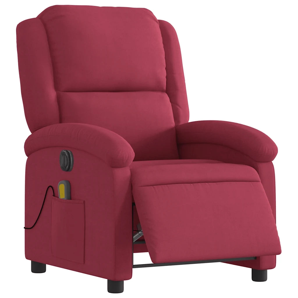 Poltrona Massaggiante | Sedia Relax Reclinabile Elettrica Rosso Vino Velluto