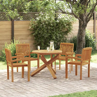 Set da Pranzo per Giardino 5 pz in Legno Massello di Teak cod mxl 39776