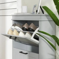Mobile porta scarpe, 2 porte abbattibili, ripiani regolabili, per ingresso, corridoio, 54 x 24 x 82,5 cm, grigio