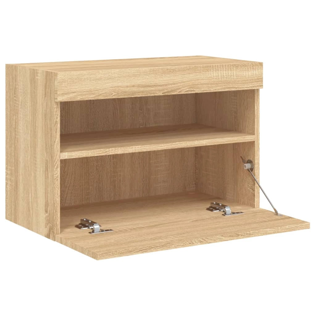Mobile TV multimediale scaffale TV credenza mobile TV sala da pranzo soggiorno camera da letto a parete con luci LED rovere Sonoma 60 x 30 x 40 cm marrone 02_0028020