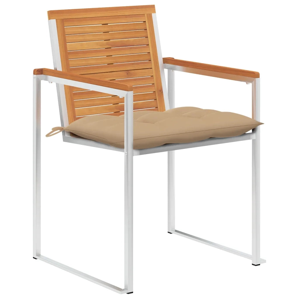 Sedie da Giardino con Cuscini 4 pz in Legno Massello di Acacia cod mxl 72249