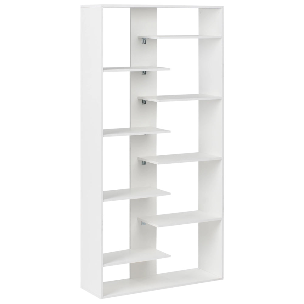 Libreria a 8 ripiani in truciolato bianco stile minimalista